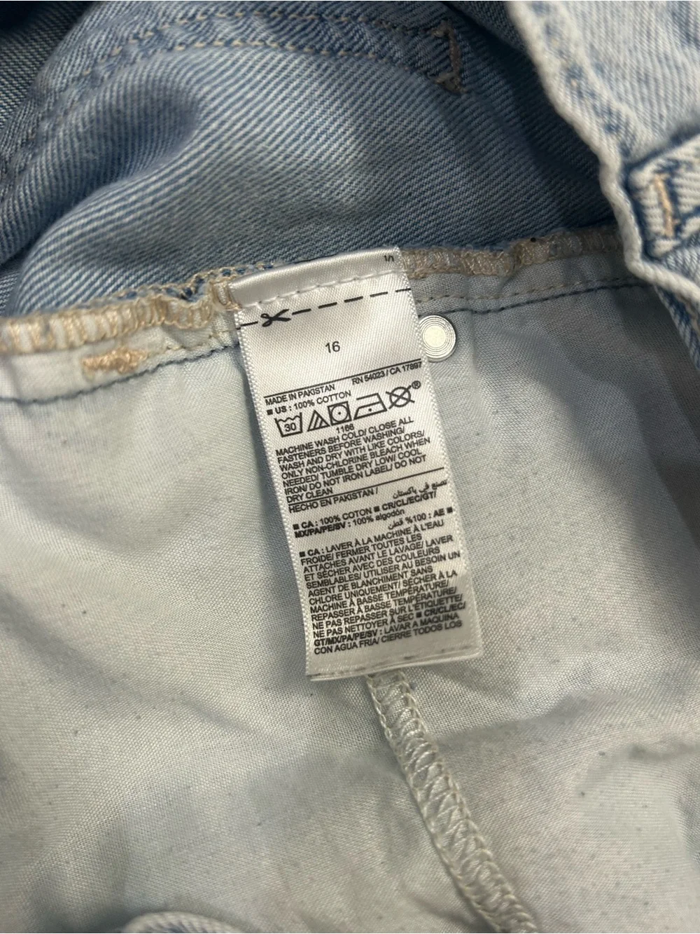 Old Navy Girls Wide Leg Baggy Jeans Light Wash Denim Size 16